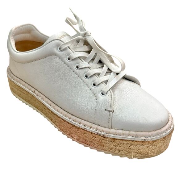 Rag & Bone White Tan Rope Kent Leather Espadrille Platform Sneakers sz 37.5 / 7 - Picture 2 of 12